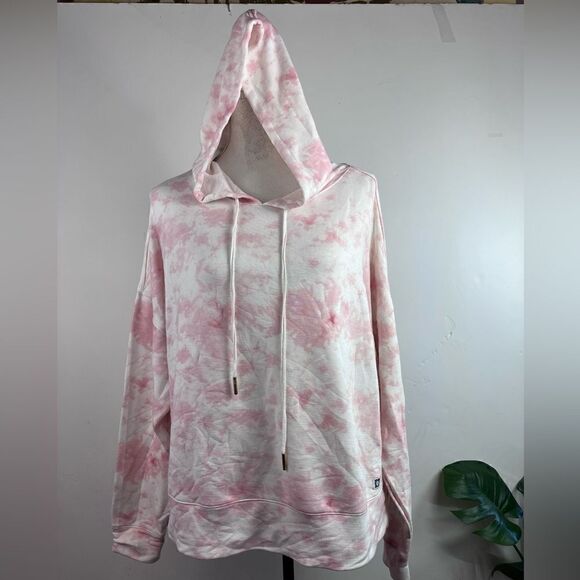 ANNE KLEIN SPORT TIE DYE PULLOVER DRAWSTRING OVERSIZED BOXY STRETCHY HOODIE L - Picture 4 of 12